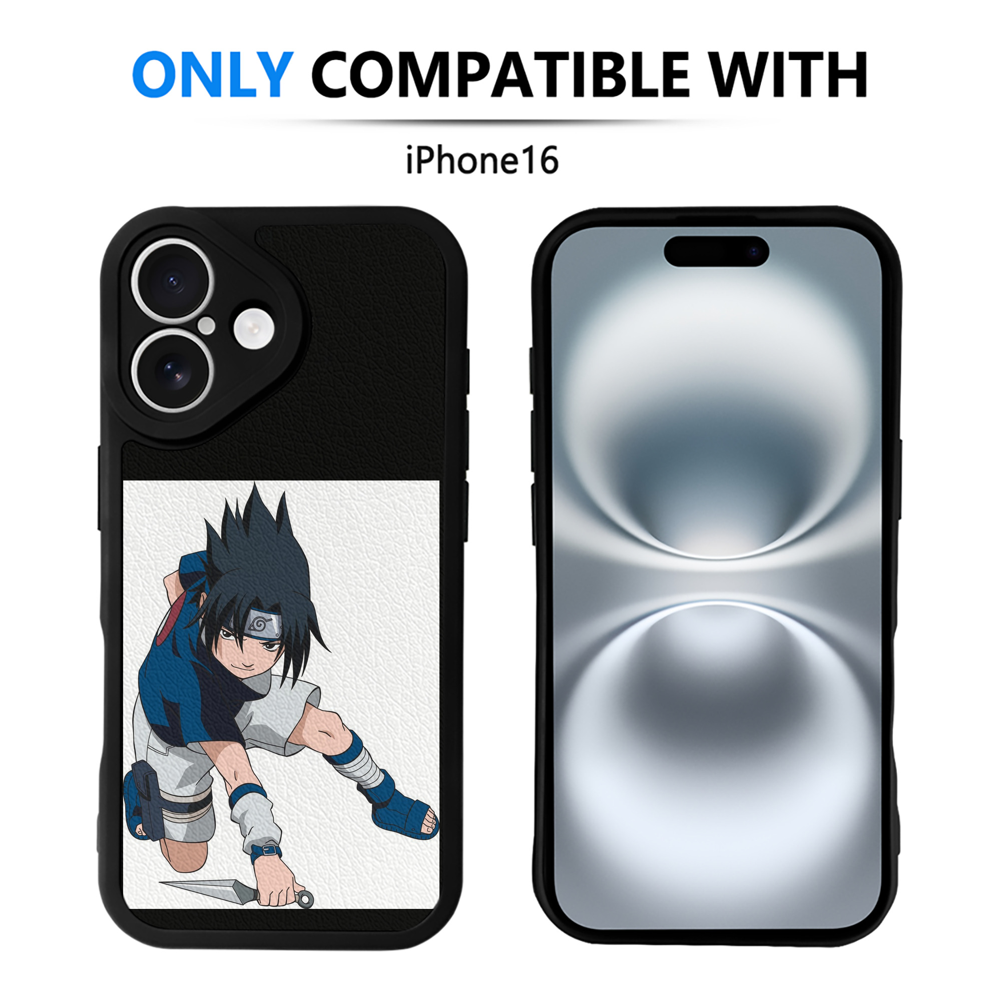 （画像用） NARUTO -ナルト- うちは サスケ Uchiha Sasuke 【iPhone 16シリーズ対応】シリコンスマホケース（レザー調） 材質：シリコン
